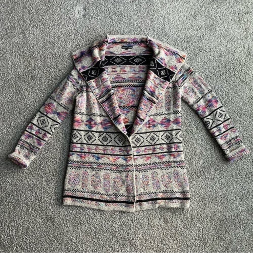 Bua/Bua Southwestern Long Cardigan Womens Small Colorful Open Front Thigh Length